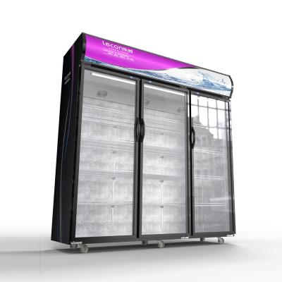 China Single-Temperature Supermarket 3 Doors Beverage Cooler Beverage Cold Display Fridge for sale