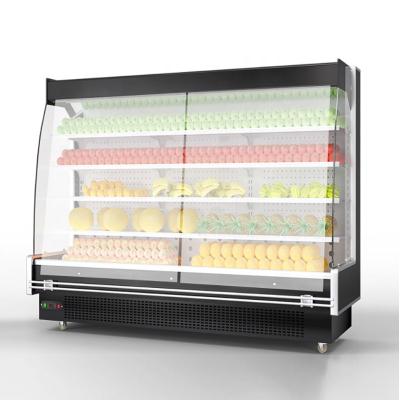 China The vertical refrigerator soft drink air cooling supermarket refrigeration equipment fruit vegetable refrigerated display case for sale