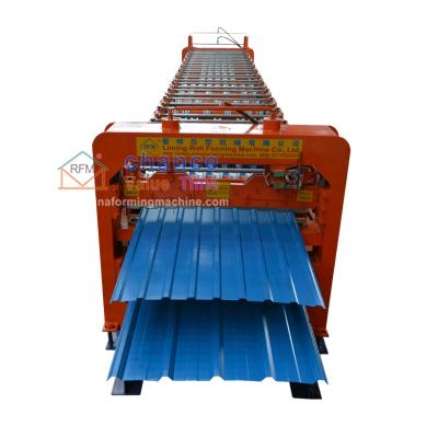 China Hotels Metal Double Layer Roll Forming Machine Sheet Making Machine Steel 45# Steel / Tile 18MM Solid Plate 15-20m/min 70MM for sale