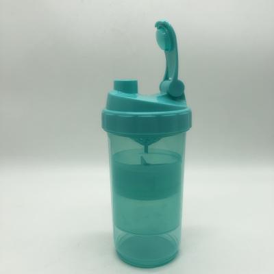 China Sustainable Wholesale Customized Two-Layer Green GYM Shake Drink Plastic Water Bottle for sale