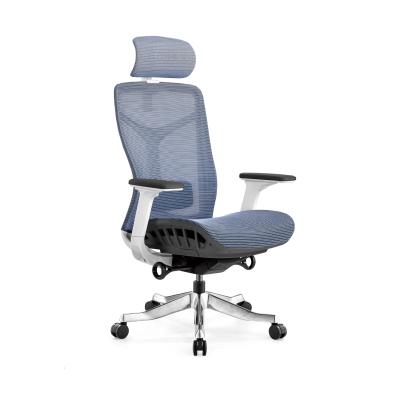 China (Height) Mesh Office Chair With Headrest Adjustable White Back High Swivel Ergonomic Staff Chair for sale