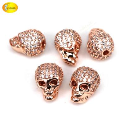 China Jewelry Findings CZ Micro Pave Spacer Beads CZ Skull Head Spacer Beads For Jewelry Findings Micro Pave Zircon Beads CZ Micro Pave Charms for sale