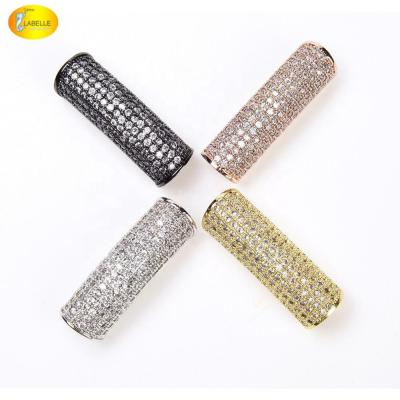 China Jewelry Findings CZ Micro Pave Spacer Beads CZ Micro Pave Large Hole Tube Beads Drum Barrel Beads Micro Pave Zircon Spacer Beads for sale