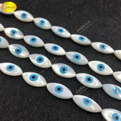 China 100% natural color as per photo white pearl eye 16x8mm Shell Beads Double Sided Devil pearl Shell All Seeing Eye Beads white for sale