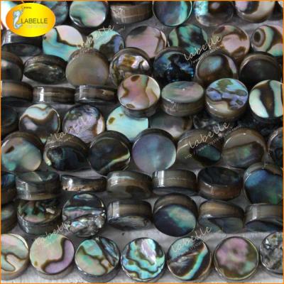 China 100% Natural Color As Pictured Abalone Shell Smooth Flat Diamond Button Pearl Rainbow Abalone Paua Shell for sale