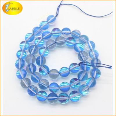 China 8mm Iridescent Glowing Frosted Iridescent Glass Beads Mermaid Beads Synthetic Moonstone Beads Lot for sale