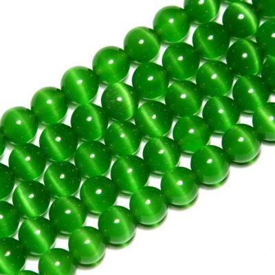 China 100% Natural Color 2mm 3mm 4mm 6mm 8mm Round Dark Green Cat Eye Beads Loose Gemstone Beads For Jewelry Making Strand 15inch for sale