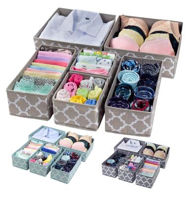 China Viable Clothing Underwear Bra Drawer Storage Boxes Fabric Storage Box Closet Dresser Drawer Organizer for sale