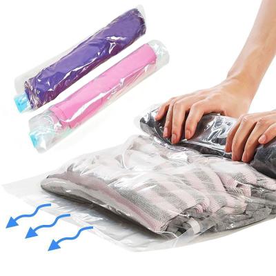 China Sustainable 12 Pack Handle Rolling Travel No Needed Vacuum Or Pump Compression Pillow Clothes No Vacuum Storage Bag With Value for sale