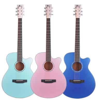 China 40 Inch Solid Impeccable Handmade Colorful Music OEM Factory Acoustic Guitar For Beginner (AFM17CC-OM) for sale