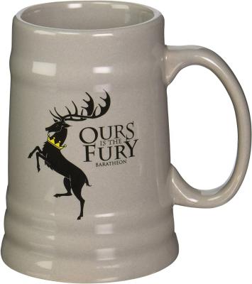 China Customized Sustainable Logo Ceramic Mug Big Beer Stein With Game Of Thrones Design for sale