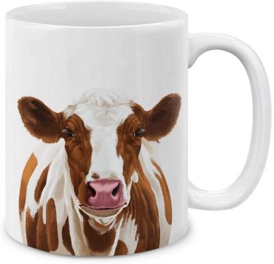 China Sustainable Wholesale Promotional White 11 Oz Custom Coffee Cup Mugs With Animal Design for sale