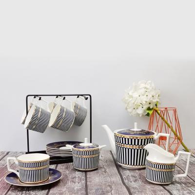 China Wholesale High Quality Gold Rim Ceramic Cup and Saucer Coffee 15pcs Morden New Product Ceramic Coffee Sets for sale