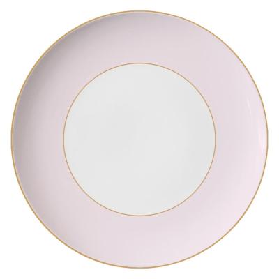 China Best Viable Selling Gold Rim Ceramic Dishes Round Pink Bone China Charger Plates For Wedding Events for sale