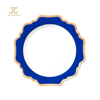 China Disposable JC Arcopal Enamel Gold Rim Porcelain Ceramic White Dinner Dishes Wholesale for sale