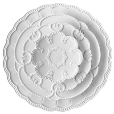 China Sustainable JC Deluxe For Christmas And Party Catering Embossed Turkish White Dinnerware Dinnerware Sets for sale