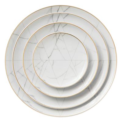 China JC Sustainable Dinnerware High Quality Marble Fine Bone China Wedding Dinnerware Sets for sale