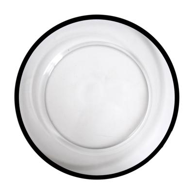 China JC disposable Opal Luxury Clear Glass Black Rose Gold Rim Dinner Plates for wedding restaurant for sale