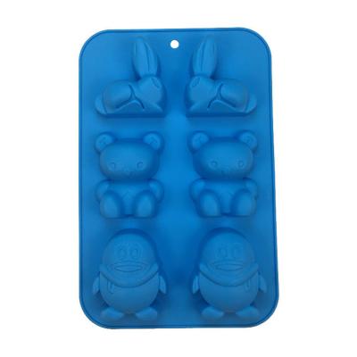 China 2021 Viable Hot Selling Customized Tools 6 Grid Rabbit Bear Penguin Cake Mold for sale