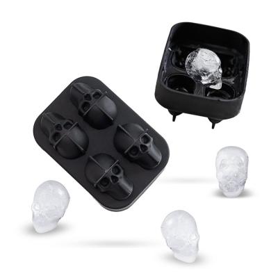 China 2020 Viable Popular Household Kitchen Tools 4 Cavity Skull Shape Silicone Ice Cube Mold for sale