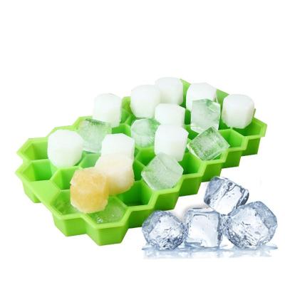 China Sustainable Food Grade Silicone 37 Hole Honeycomb Ice Tray With Lid For Making Ice Cubes for sale