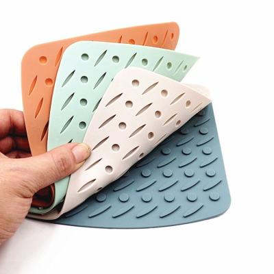 China Viable Soft Solid Color Silicone Place Mat Household Non-Slip Place Insulation Square Insulation Coasters Table Mat for sale