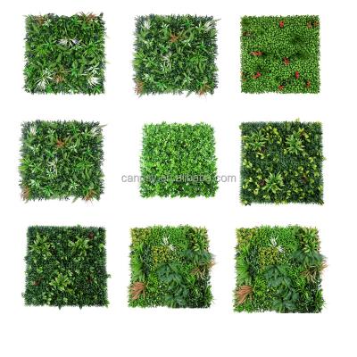 China Environmental Artificial Maple Leaves Foliage Plant Plastic Grass Mat Green Plant Wall Artificial Foliage Green Plants Wall for sale