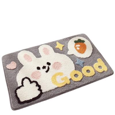 China Washable Year Of The Bathroom Absorbent Door Mat Rabbit Cartoon Non-Slip Bathroom Floor Mat for sale