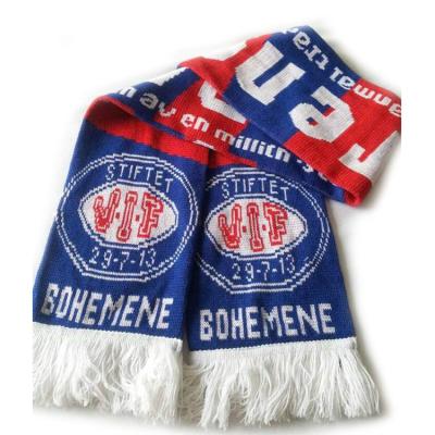 China Long Recycled Acrylic Polyester Soccer Team Fans Custom Knitted Scarf Eco Friendly Winter Knitted Scarf for sale