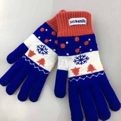 China New Simple Style Winter Knitted Gloves Jacquard Pattern Logo Acrylic Material for sale