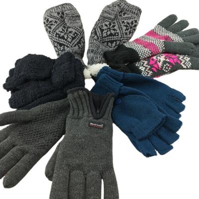 China Environmental Friendly 100% Acrylic Knitted Warm Gloves Mitten Customize Available With Fleece Inside for sale