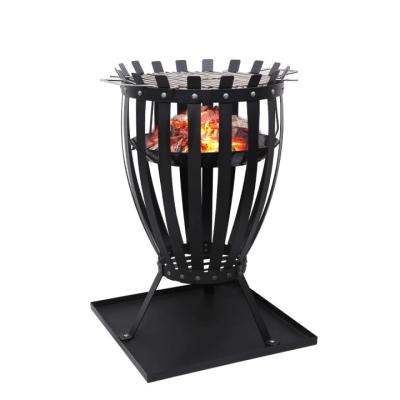 China Easily Assembled Outdoor Wood Fire Burning Pit 26 Inches Tall Fire Pit With Iron Body for sale