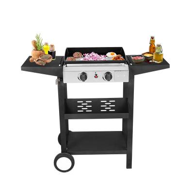 China Easily Assembled Propane Grill 2 Burner BBQ Grill Stove Flat Surface Griddle For Outdoor Cooking for sale