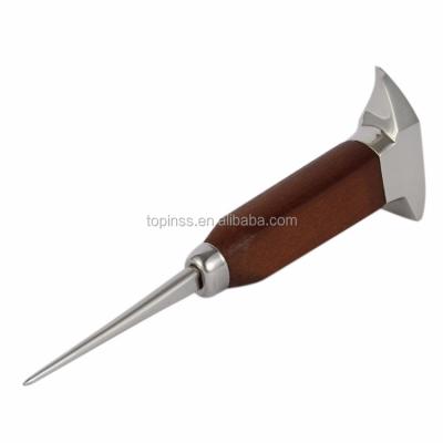 China Sustainable High Quality Cocktail Bar Tools Stainless Steel Ice Pick With Wooden Handle for sale