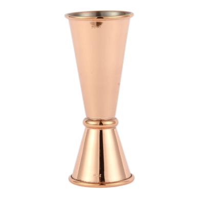 China Amazon Hot Viable Hot Sale Rose Gold Plated Copper Color Stainless Steel Bartender Tools Cocktail Measure Jigger for sale