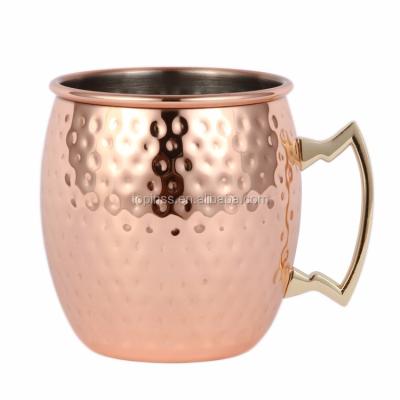 China Viable Hot Selling Stainless Steel Color Hammered Popular Cocktail Bar Accessories Electroplating Drink Glass Coffee Mugs for sale