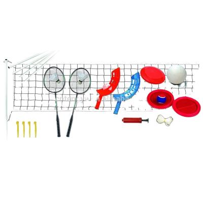 China Plastic Family Beach Game Set Kids Badminton Volleyball Tennis Net Kit for sale