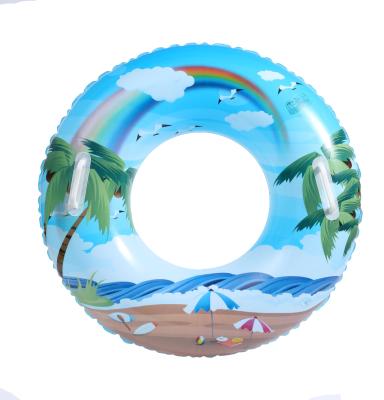 China PVC Eco-friendly Tropical Landscape Bath Ring Include Beach Coconut Tree Sea Wave Dimensions 86*31cm for sale