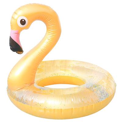 China Golden Bright Color Flamingo Confetti Swim Ring Dimension 75cm For Adults for sale