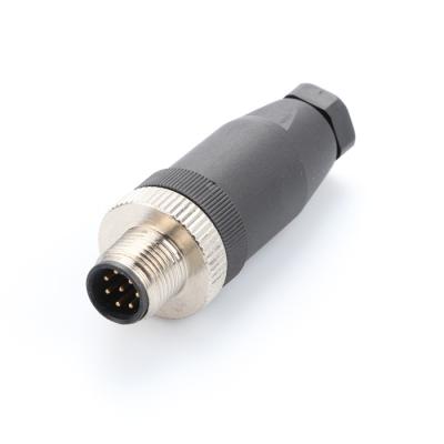 China M12 Automotive 8 Pin Connector Male Plug Overmould Staight M12 A B D Code Sensor Connector for sale