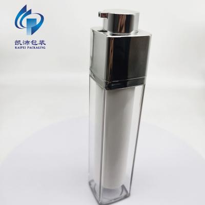 China Empty Cosmetic AS Plastic Cosmetic Packaging Container Serum Lotion 50ml Revolving Airless Bottle KP132A50 for sale