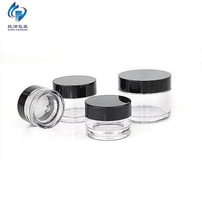 China Cosmetic Free Sample 15ml 1/2oz Empty Clear Jar KP521J15 Jar With Gold Lids For Eye Creams PETG Container Packaging for sale