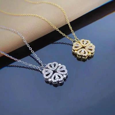 China European And American Titanium Steel Gold Leaf Magnetic Necklace Luxury Magnet Heart for sale