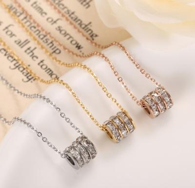 China Fashion stainless steel transfer bead necklace diamond intial necklace for sale