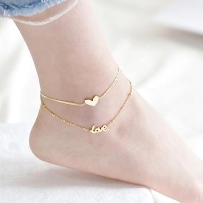 China hot sale women jewelry anklet love letter stainless steel anklet for sale