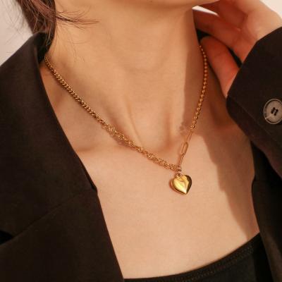 China New Arrival heart necklace 18K gold filled stainless steel heart pendant necklace for sale