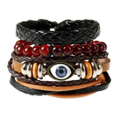 China Wholesale Handmade Men Bracelet Set For Mexico Men Bead Bracelet Blue Eye Bracelet for sale