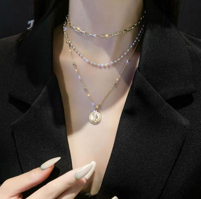 China Wholesale high quality pearl necklace three layered necklace for sale