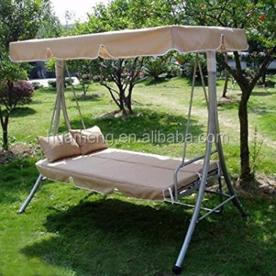 China Outdoor Furniture 3 Person Outdoor Patio Garden Swing Bed Canopy Chair With Pillow for sale