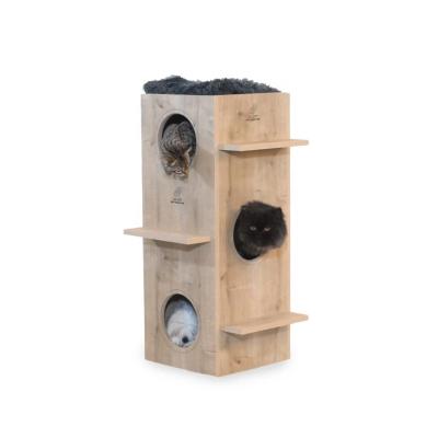 China 2021 Liveable Hot Cat House with 3 Dwelling Cat Tower Solid Wood Cat Tree for sale